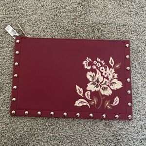White House Black Market Maroon Studded Clutch